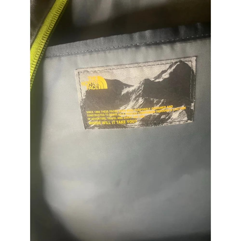 The North Face Jester Backpack Gray with lime green trim Unisex